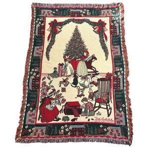 Vintage Bob Timberlake Christmas Home Tapestry Throw Blanket 46x67" %100 Cotton